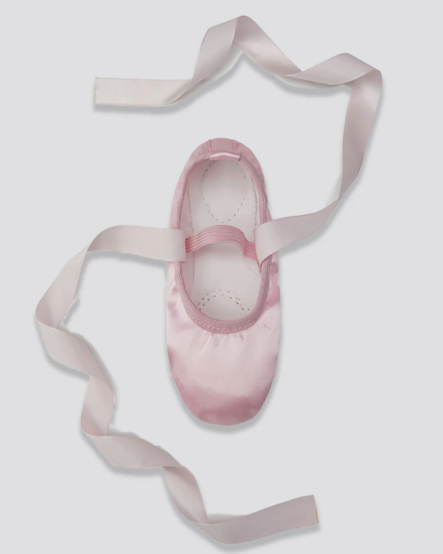 Kids Satin Ballet Shoe with Ribbon - Image 3