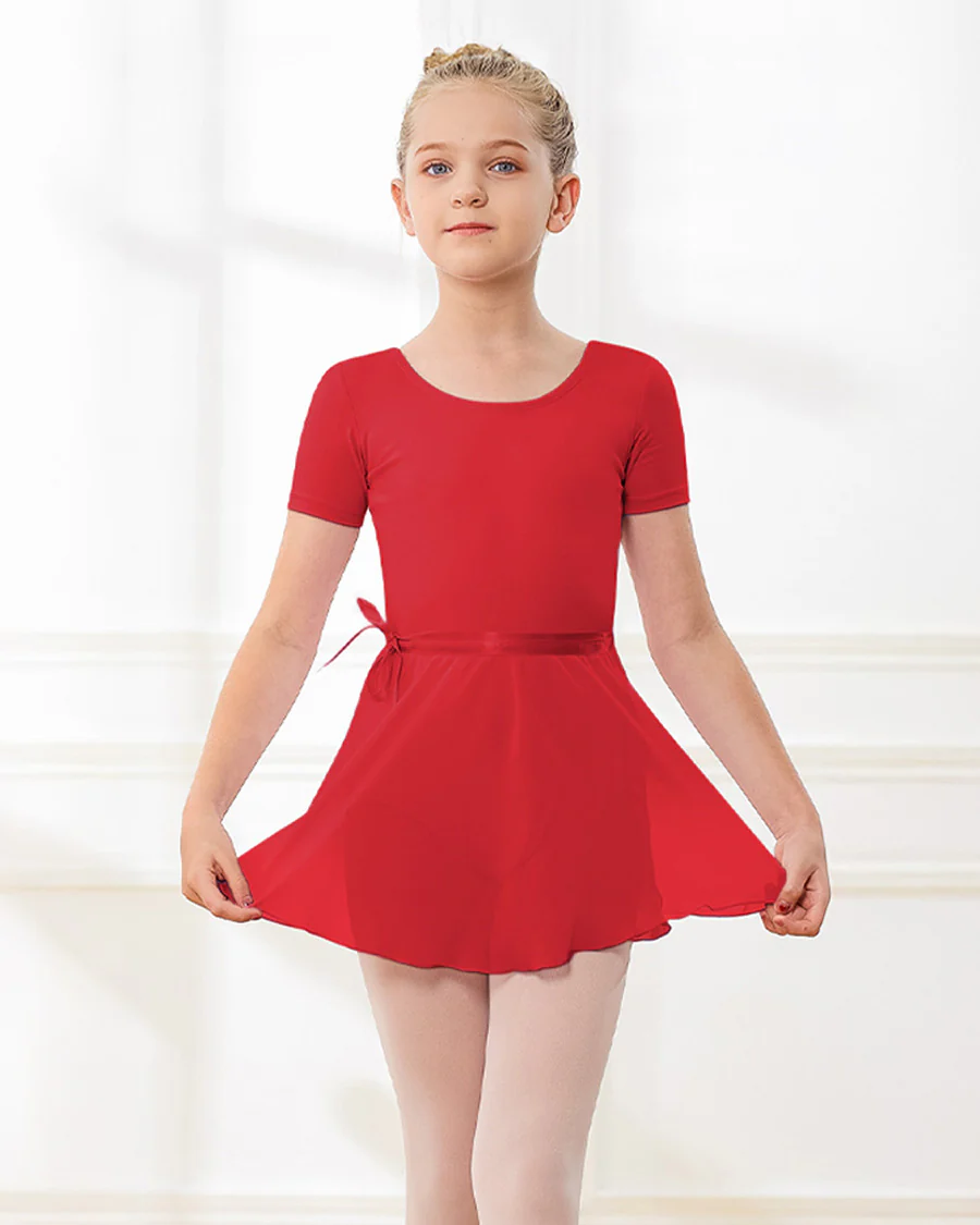 Girls Ballet Leotard Starter Kit (Short Sleeves Leotard & Tie Skirt & Tights) - Image 3