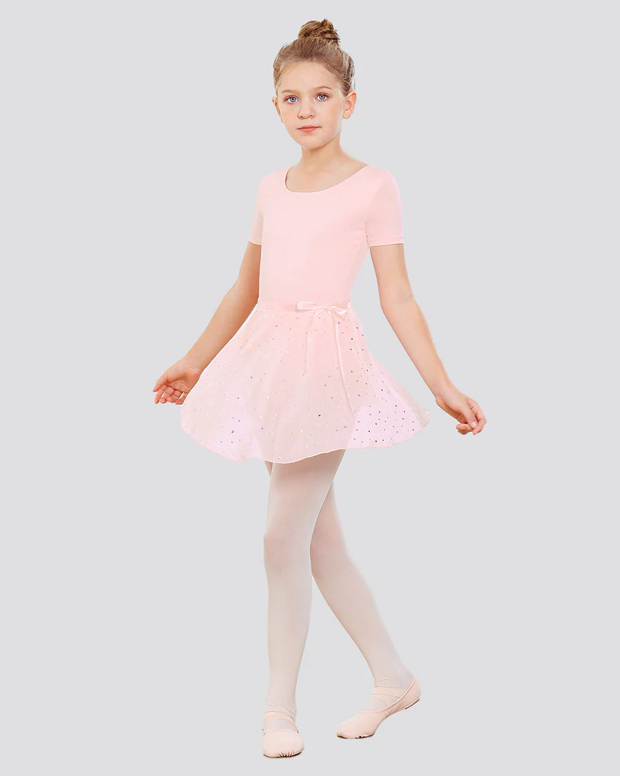 Girls Ballet Leotard Starter Kit (Short Sleeves Leotard & Tie Skirt & Tights) - Image 5