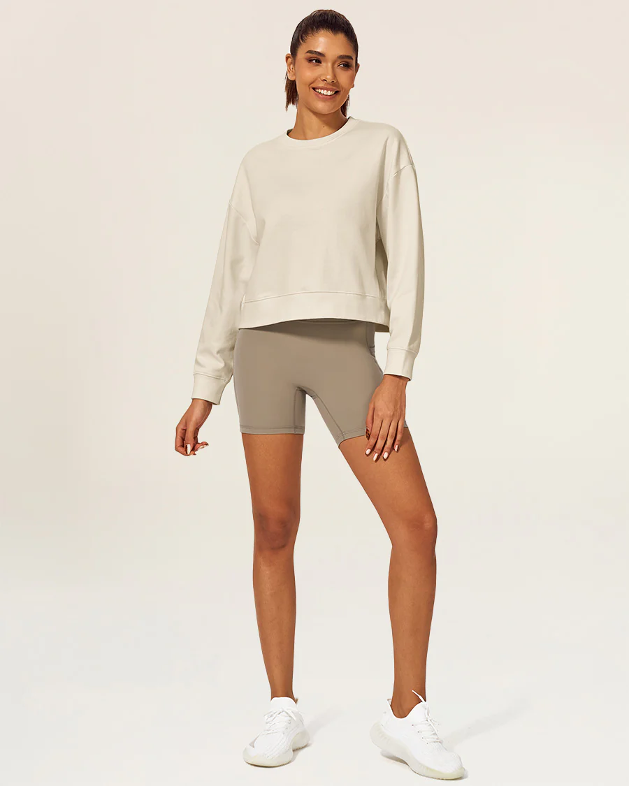 Oversized Cropped Crewneck Sweatshirt - Image 3