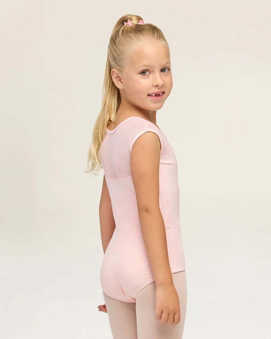 Girls Sweetheart Mesh Inserted Tank Cotton Leotard - Image 3