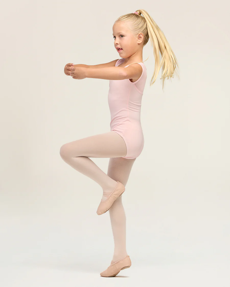 Girls Sweetheart Mesh Inserted Tank Cotton Leotard - Image 5