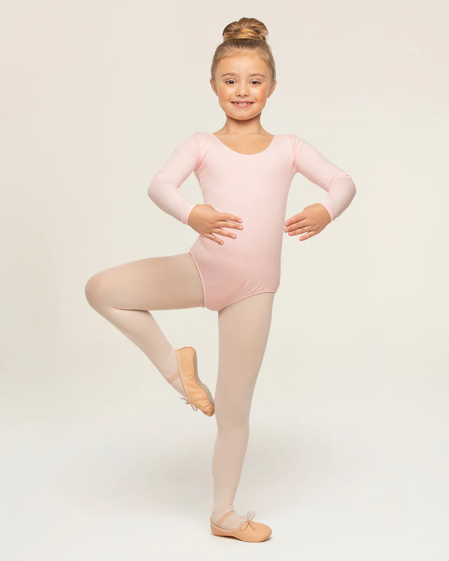 Girls Long Sleeve Cotton Ballet Leotard - Image 3