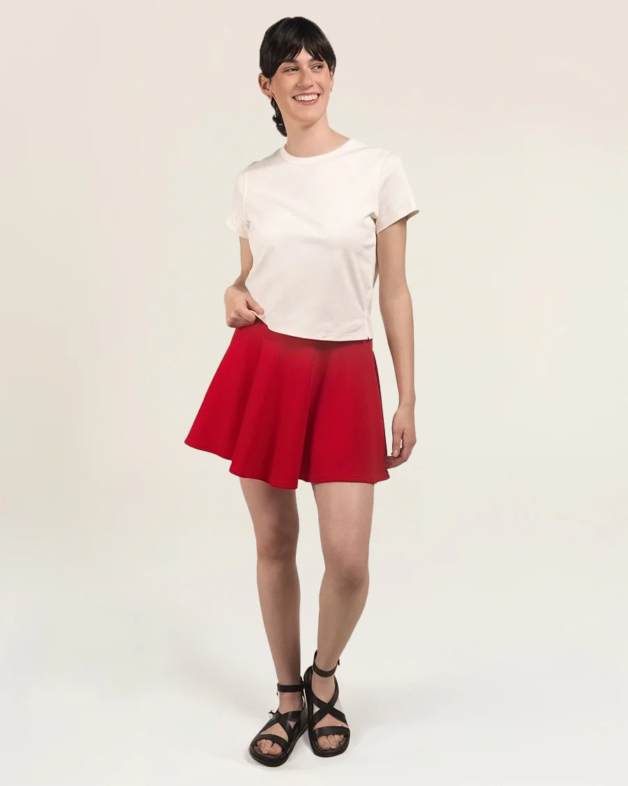 Stretchy Flared Skater Skort with Shorts - Image 2