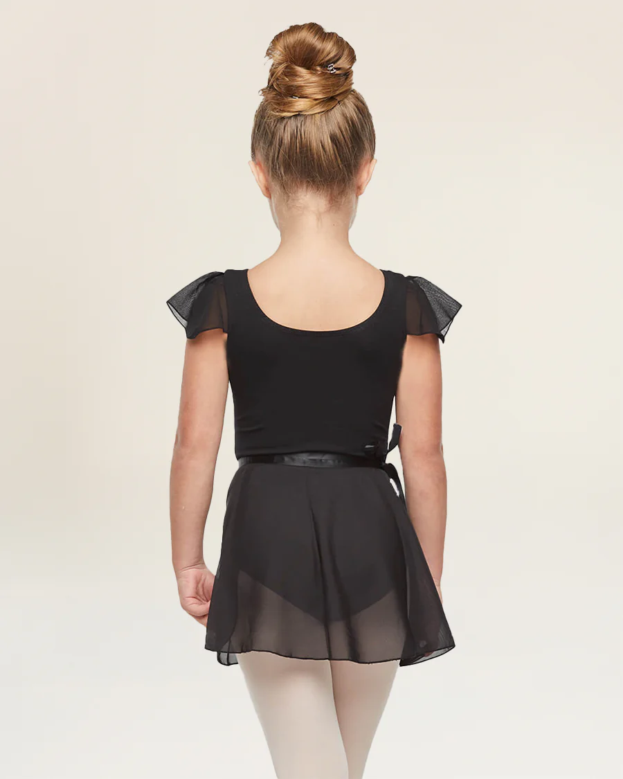 Girls Ballet Leotard Starter Kit (Flutter Sleeves Leotard & Tie Skirt & Tights) - Image 3