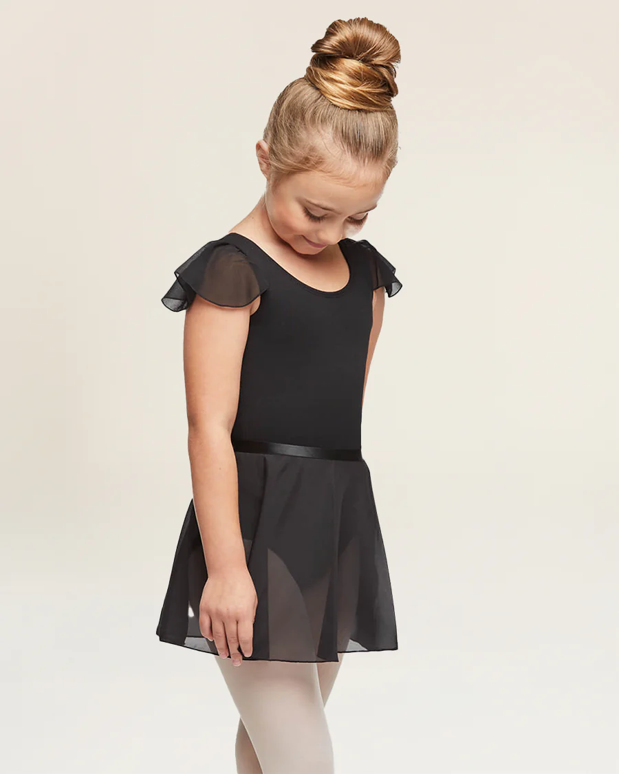 Girls Ballet Leotard Starter Kit (Flutter Sleeves Leotard & Tie Skirt & Tights) - Image 4