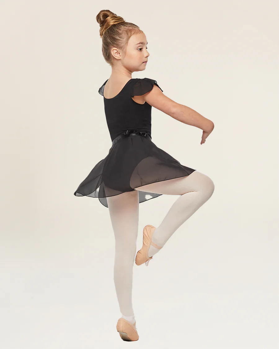 Girls Ballet Leotard Starter Kit (Flutter Sleeves Leotard & Tie Skirt & Tights) - Image 5