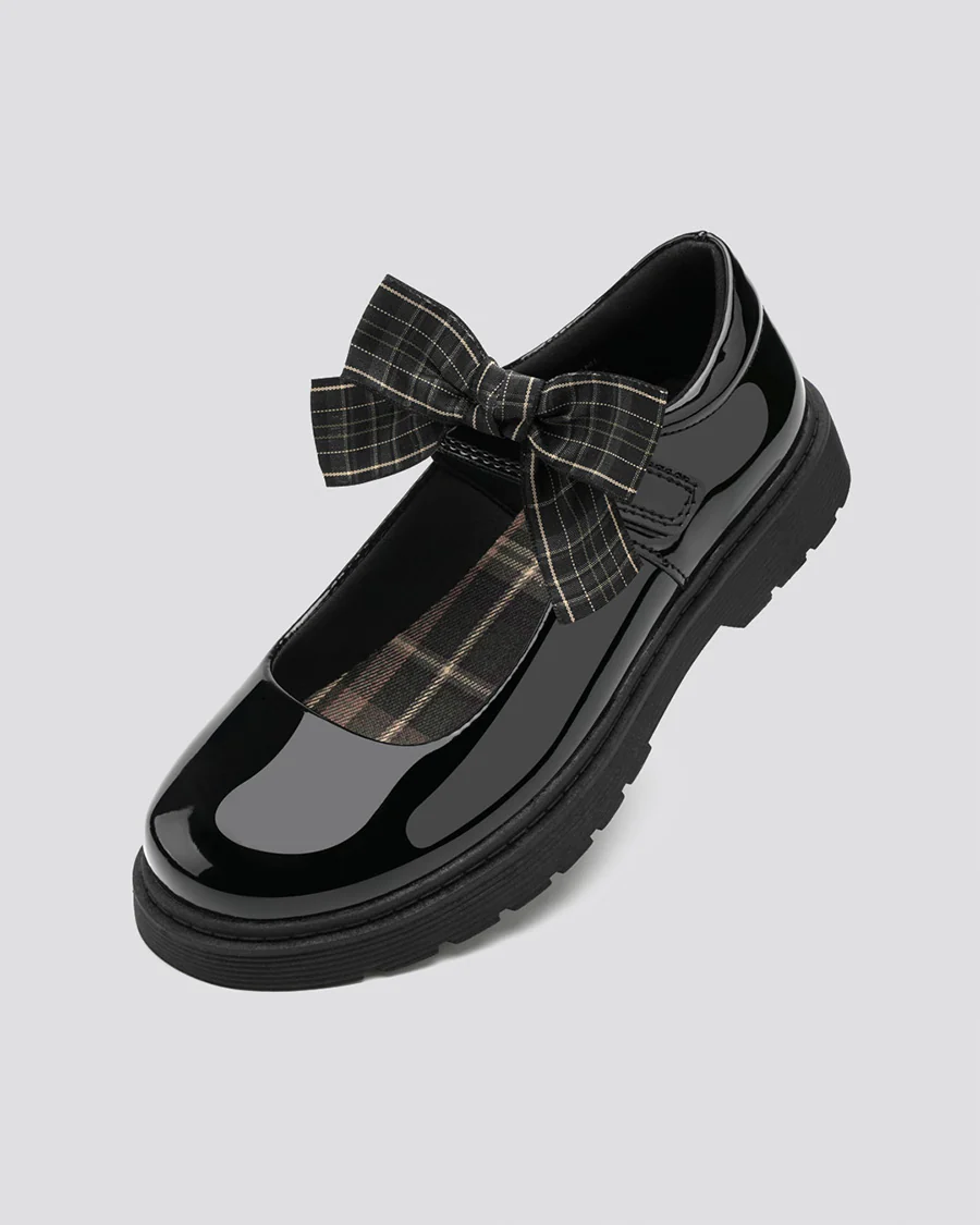 Girls Black Mary Janes with Detachable Bows - Image 3