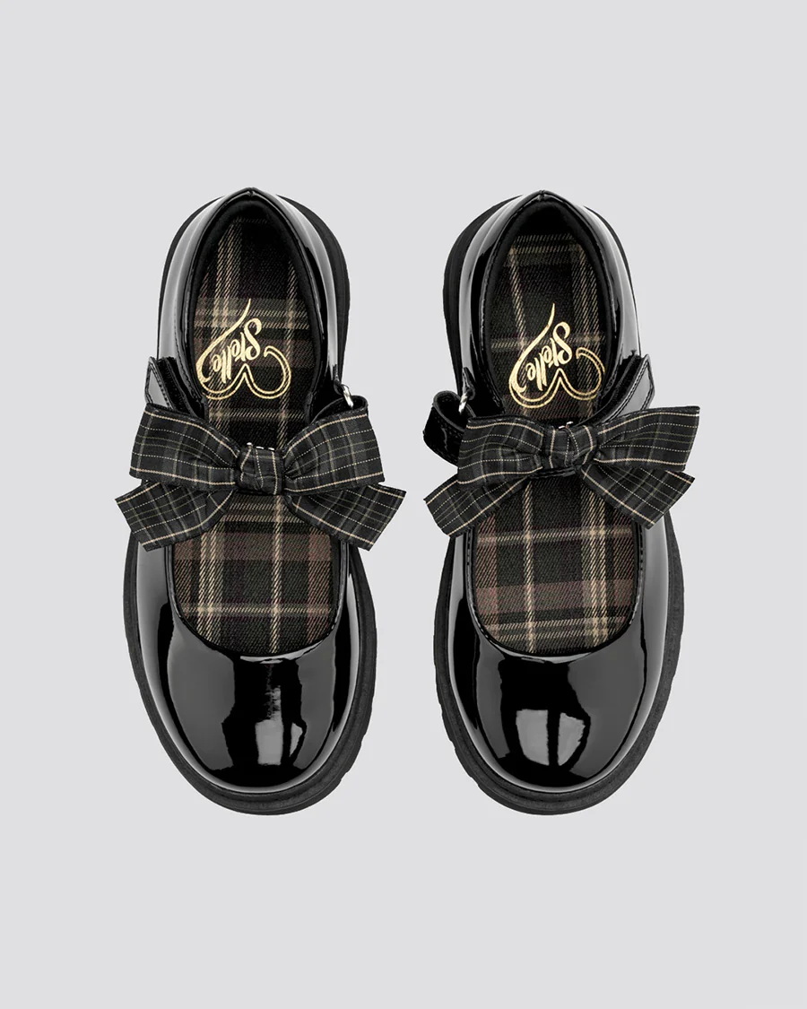 Girls Black Mary Janes with Detachable Bows - Image 4