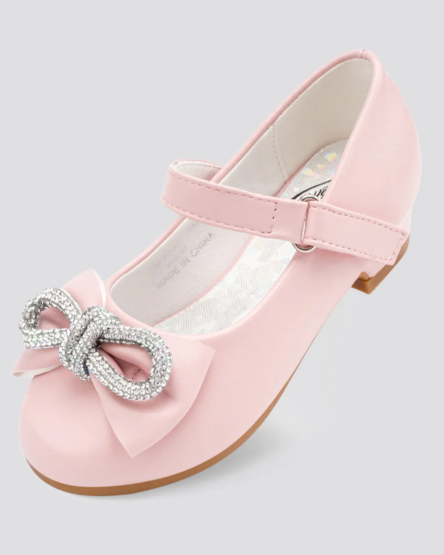 Girls Closed Toe Mary Jane Shoes | Ankle Strap Heels with Bow - Image 4