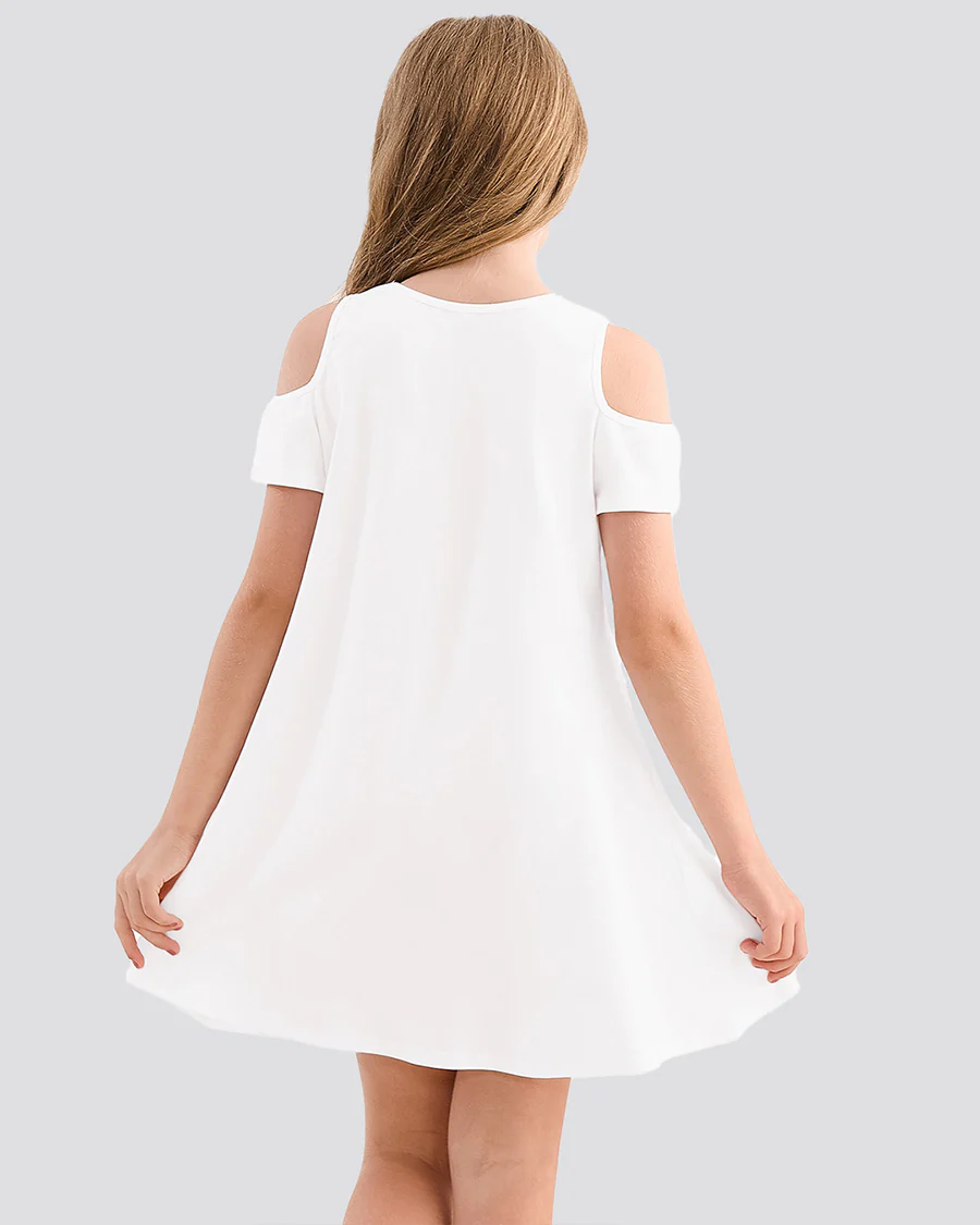 Girls Cold Shoulder Tunic A-Line Twirly Dress - Image 2