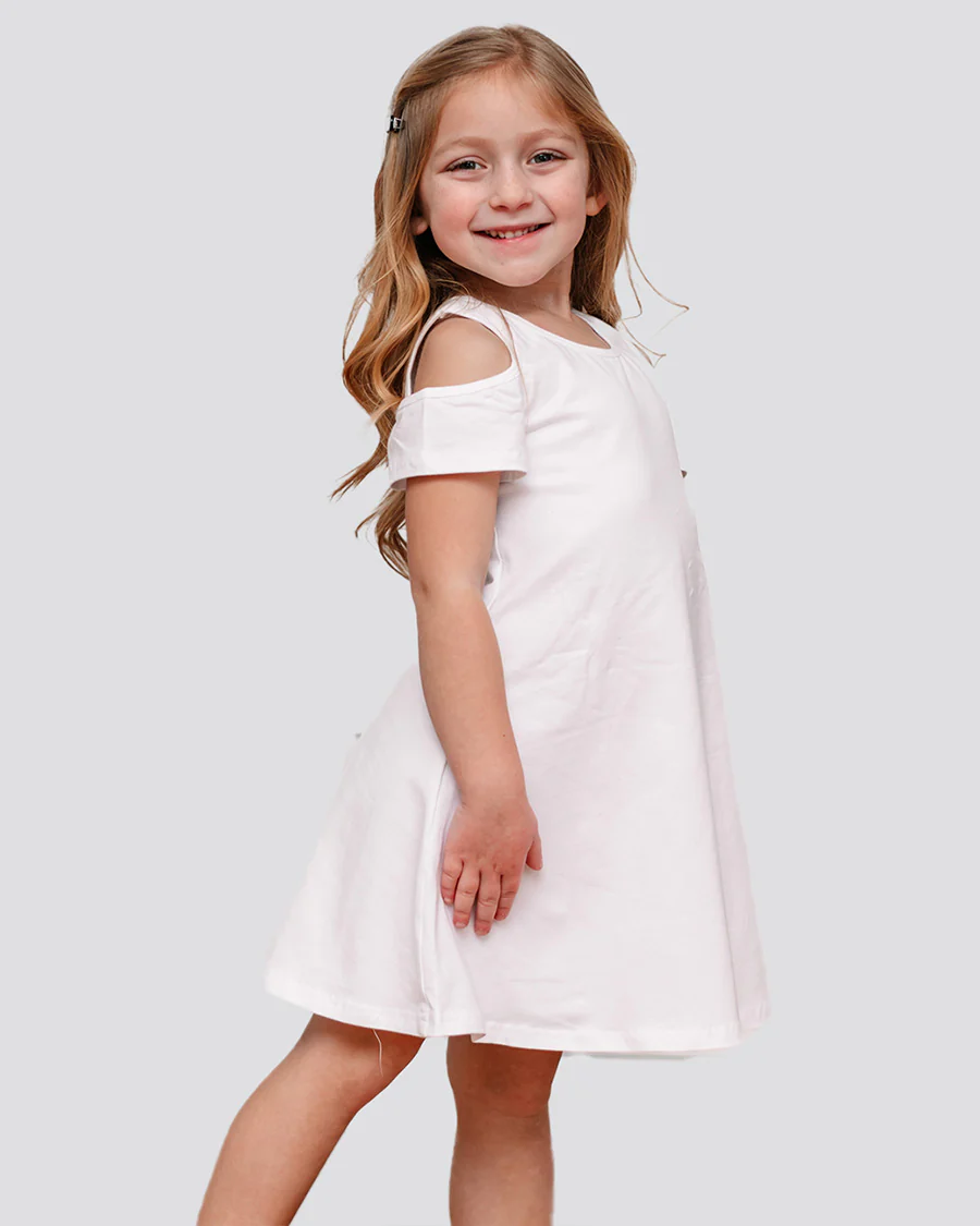 Girls Cold Shoulder Tunic A-Line Twirly Dress - Image 3