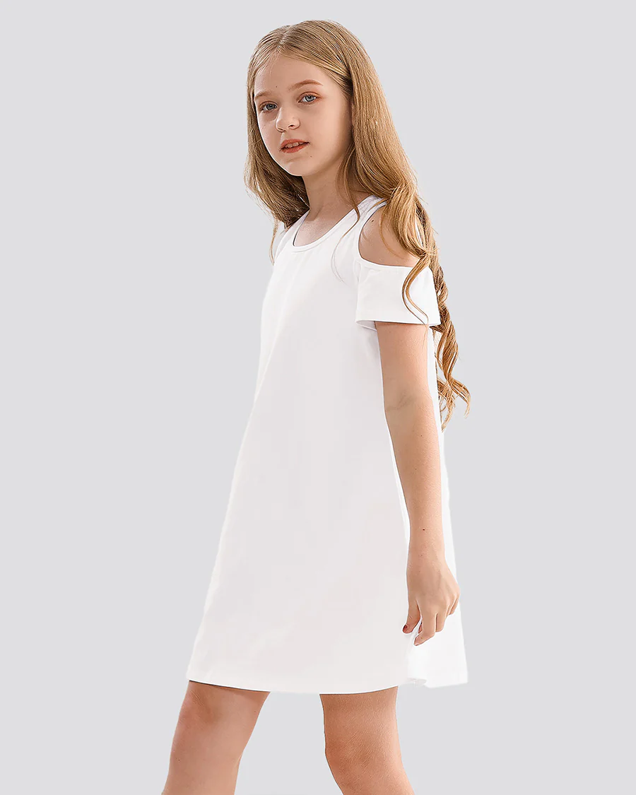 Girls Cold Shoulder Tunic A-Line Twirly Dress - Image 4