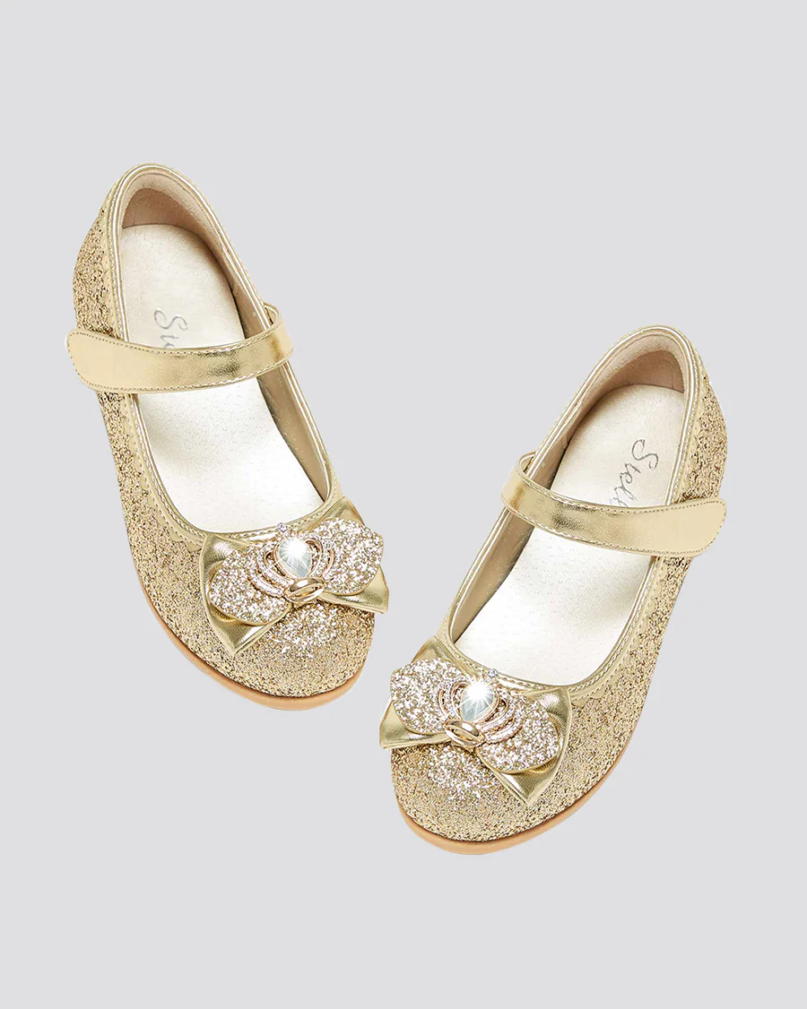 Girls Crown Glitter Low Heel Mary Jane Dress Shoe - Image 3