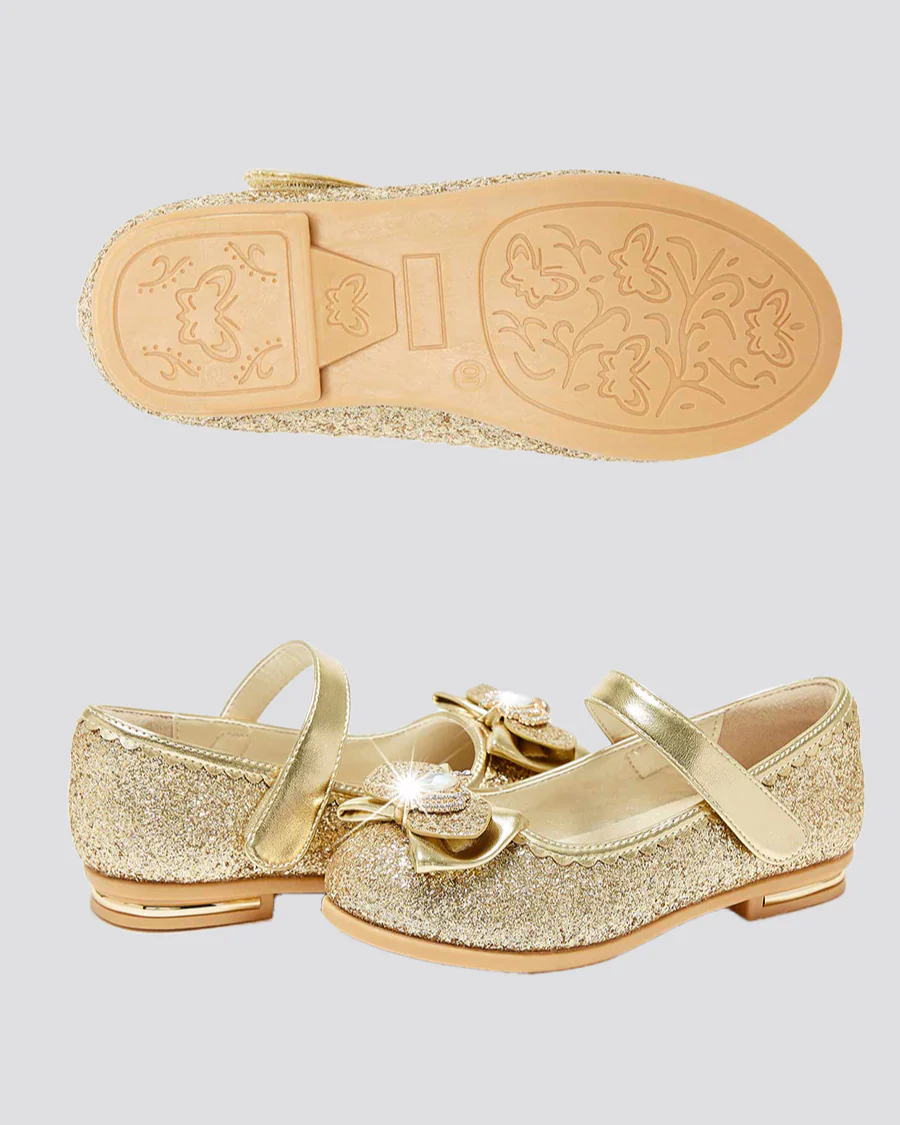 Girls Crown Glitter Low Heel Mary Jane Dress Shoe - Image 5