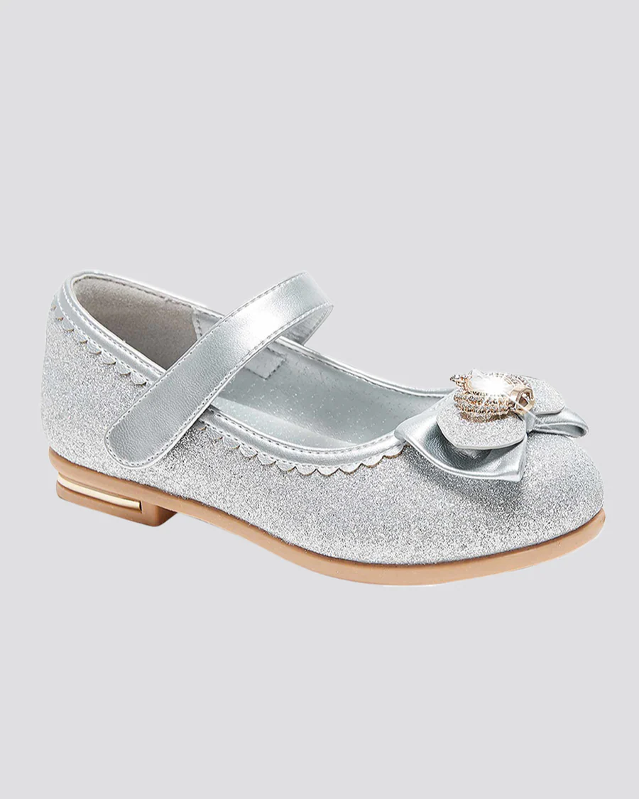 Girls Crown Glitter Low Heel Mary Jane Dress Shoe - Image 2