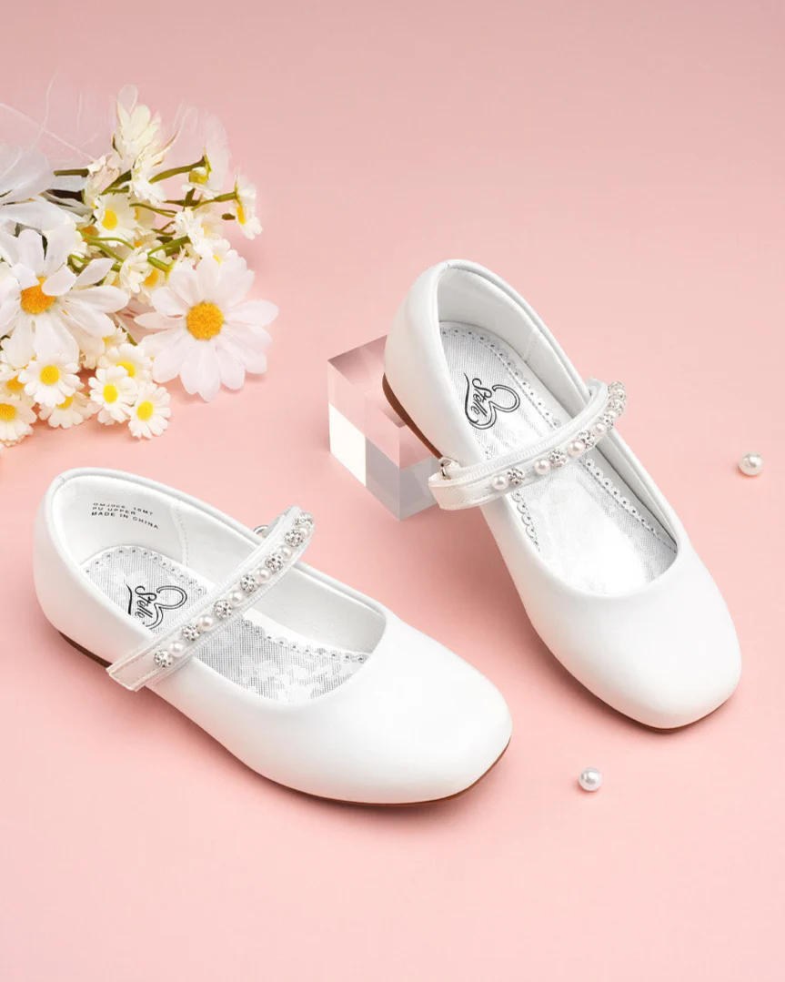 Girls Dress Shoe | Ballet Flats with Beaded Straps - Image 4