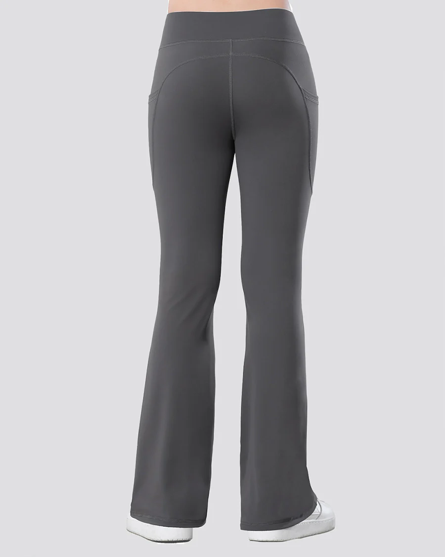 Girls Flare Leggings with 2 Pockets High Waisted - Image 3