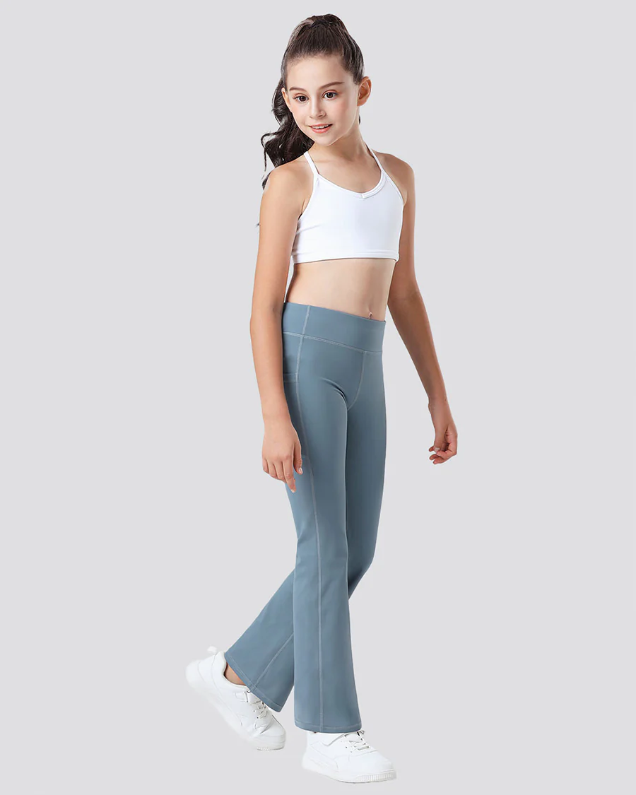 Girls Flare Leggings with 2 Pockets High Waisted - Image 2