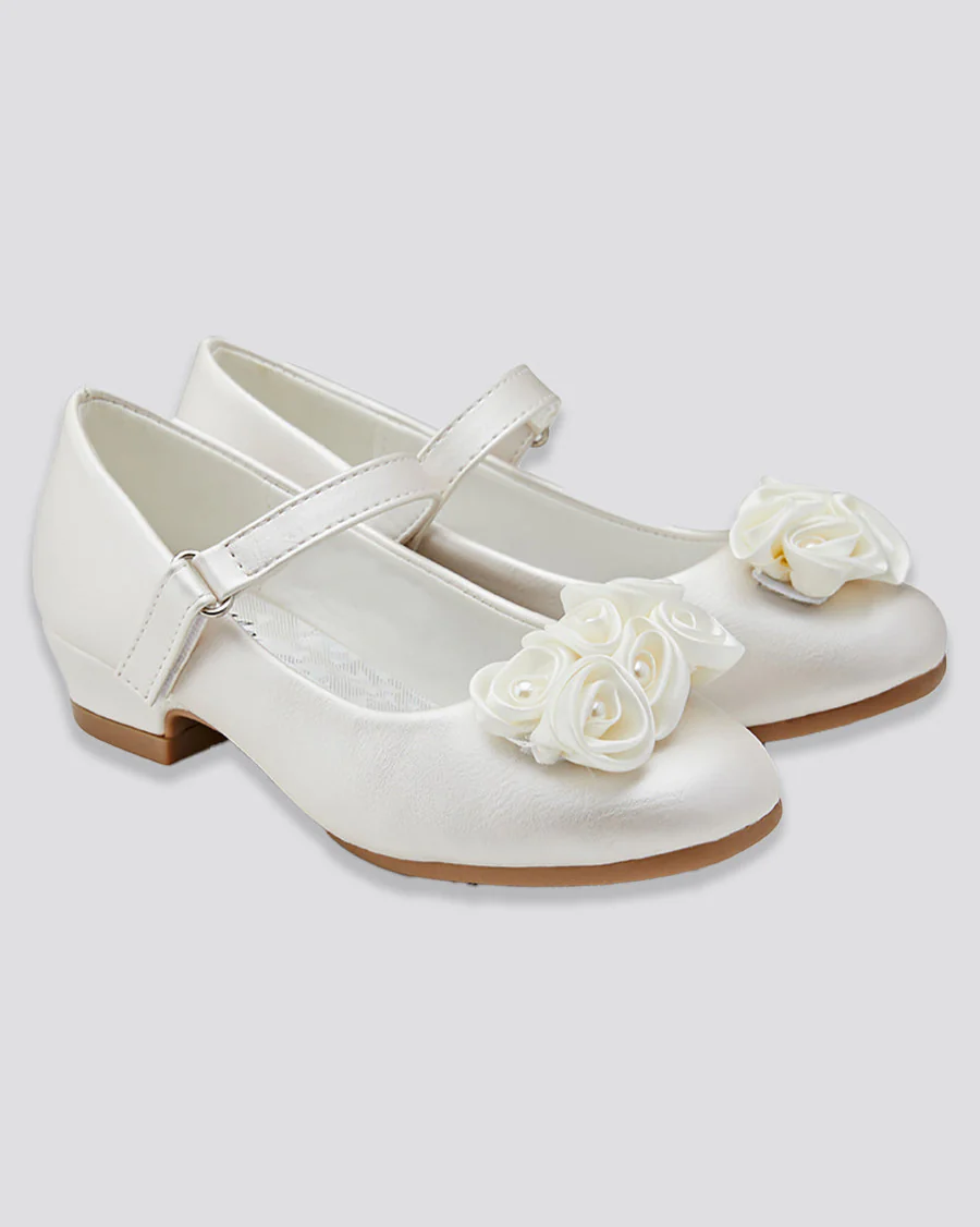 Girls Floral Mary Jane Low Heel Party Shoe - Image 2