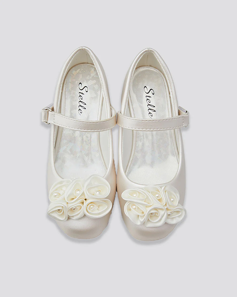 Girls Floral Mary Jane Low Heel Party Shoe - Image 3