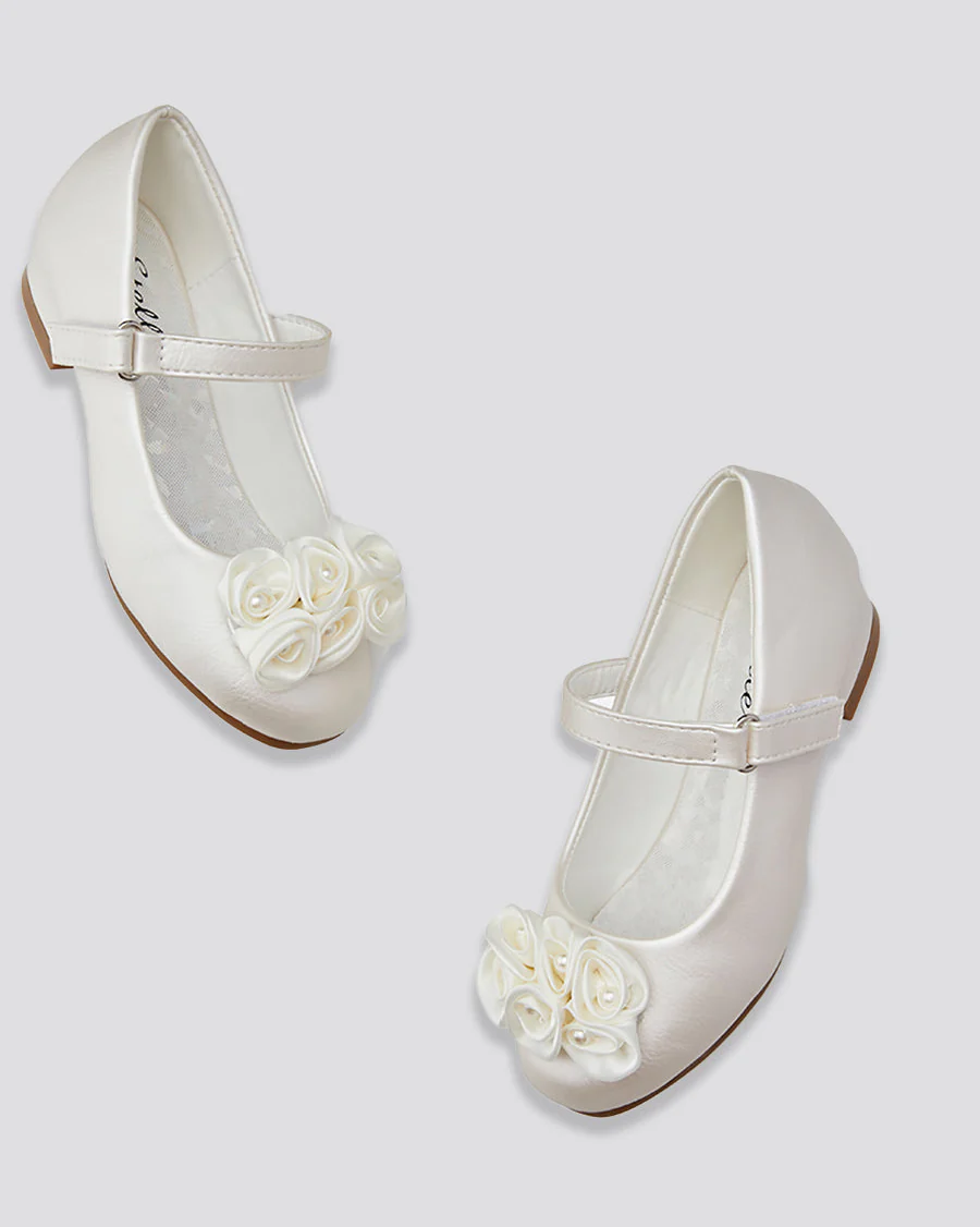 Girls Floral Mary Jane Low Heel Party Shoe - Image 4