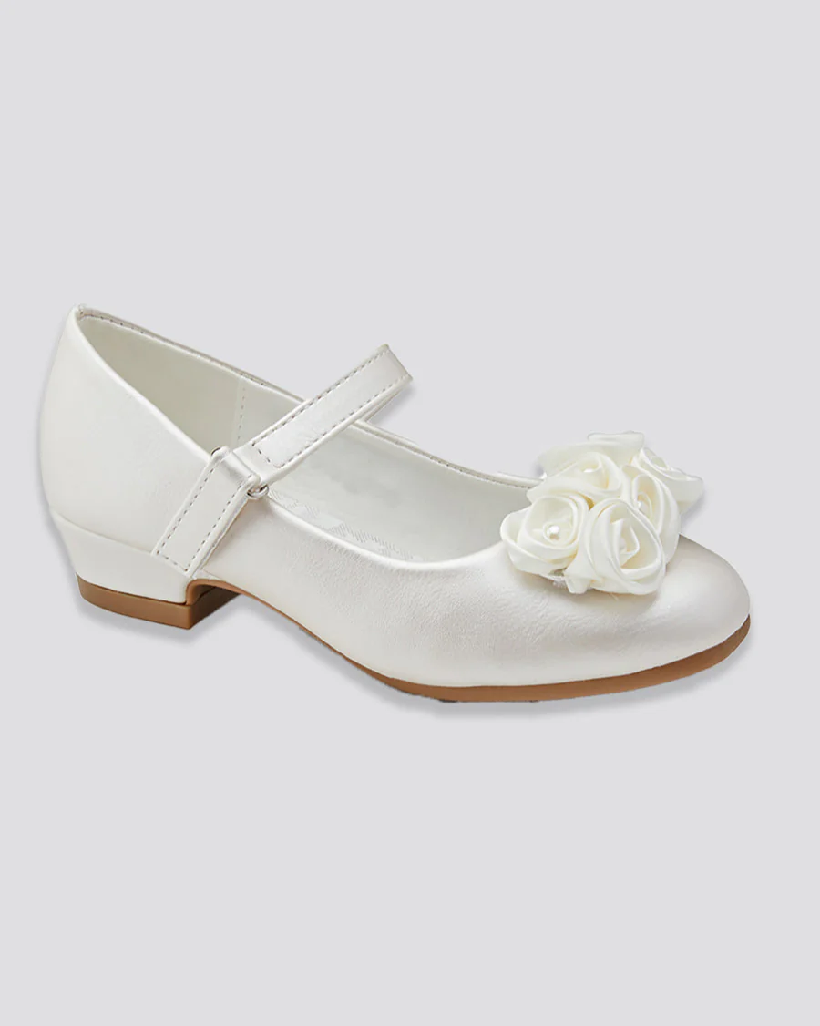 Girls Floral Mary Jane Low Heel Party Shoe - Image 5