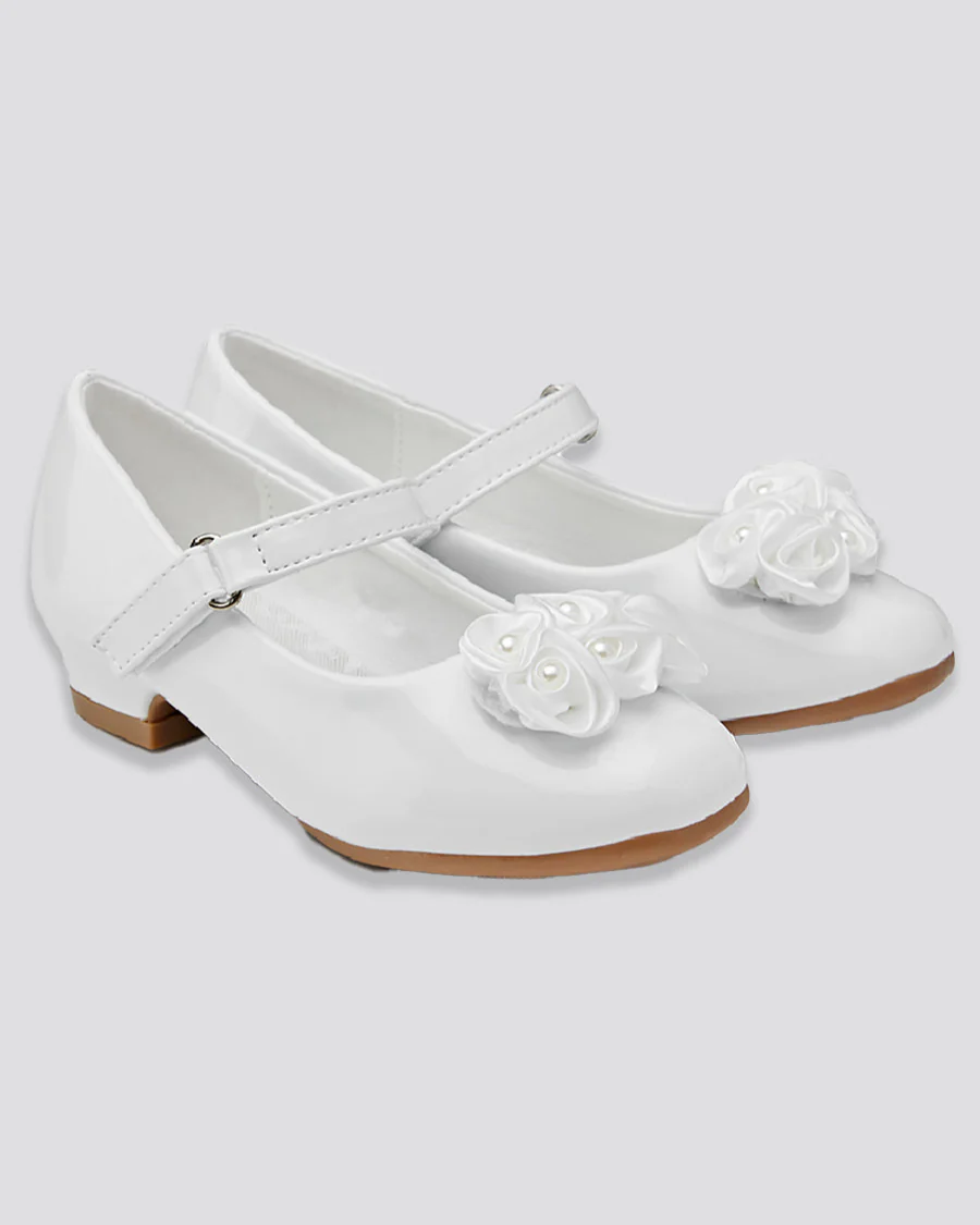 Girls Floral Mary Jane Low Heel Party Shoe - Image 3