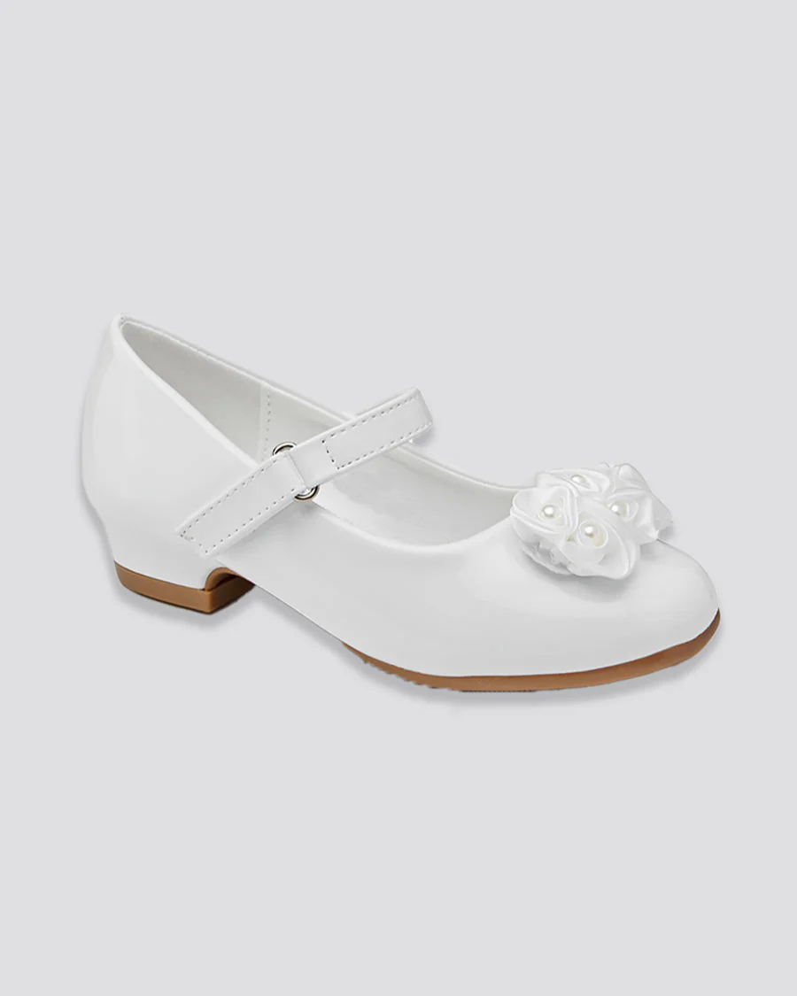 Girls Floral Mary Jane Low Heel Party Shoe - Image 6