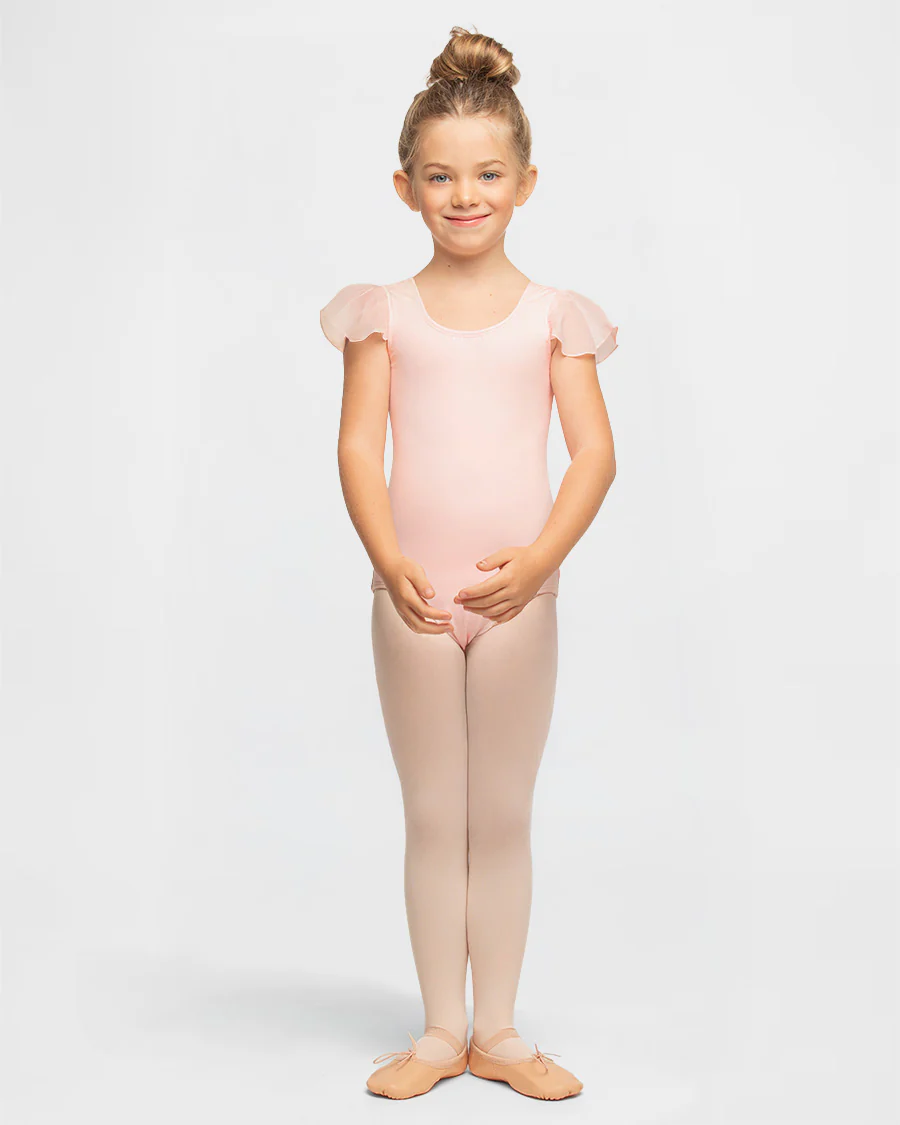 Girls Flutter Sleeve Cotton Dance Leotard - Image 4