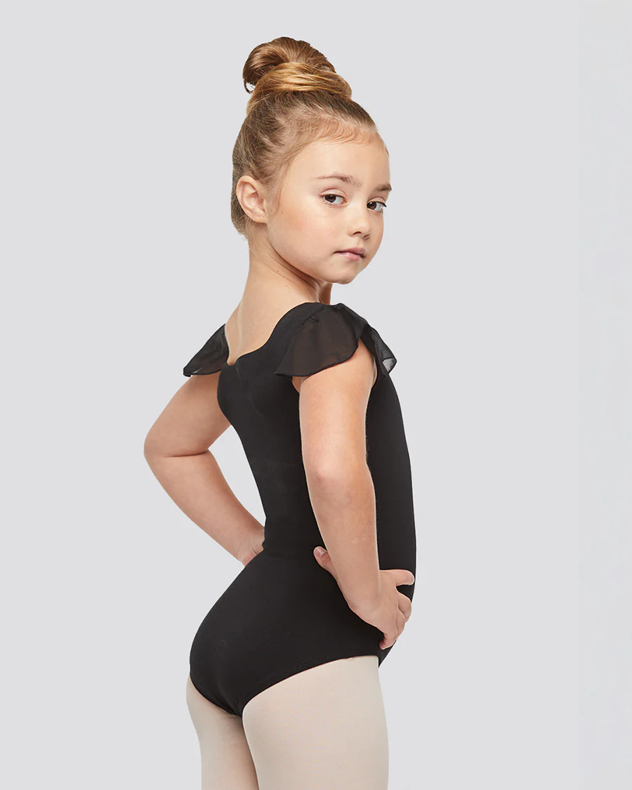 Girls Flutter Sleeve Cotton Dance Leotard - Image 4