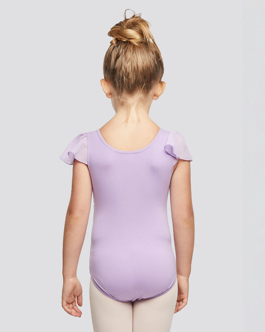 Girls Flutter Sleeve Cotton Dance Leotard - Image 3