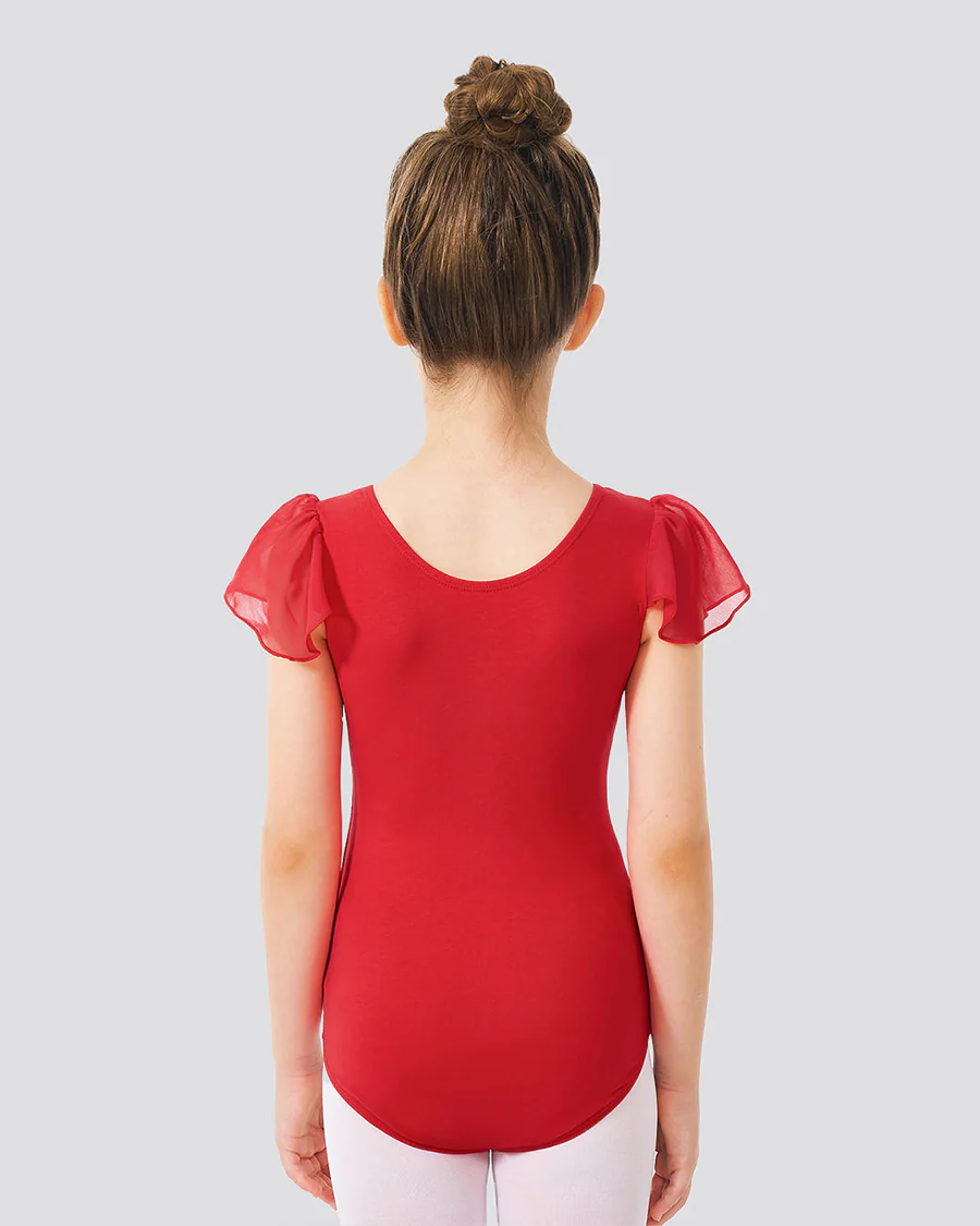 Girls Flutter Sleeve Cotton Dance Leotard - Image 2