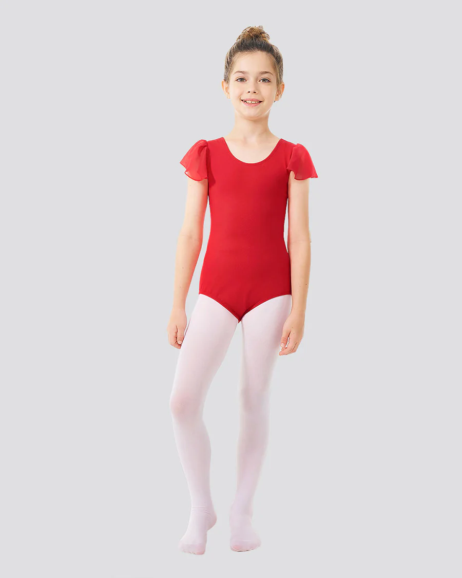 Girls Flutter Sleeve Cotton Dance Leotard - Image 4