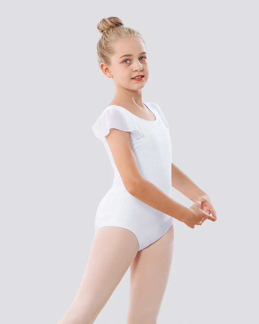 Girls Flutter Sleeve Cotton Dance Leotard - Image 4