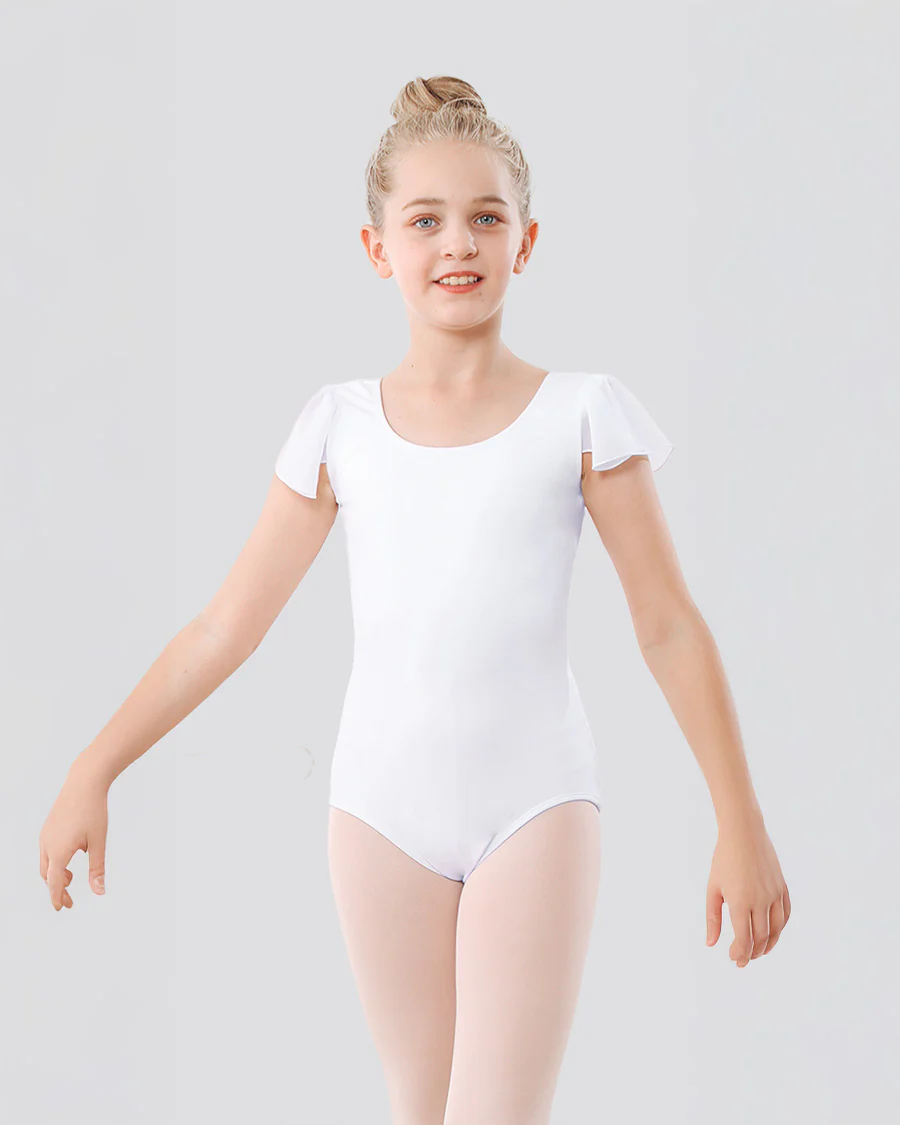 Girls Flutter Sleeve Cotton Dance Leotard - Image 5