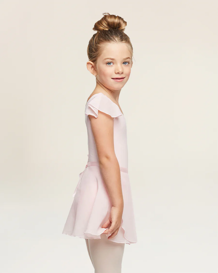 Girls Ballet Leotard Starter Kit (Flutter Sleeves Leotard & Tie Skirt & Tights) - Image 4