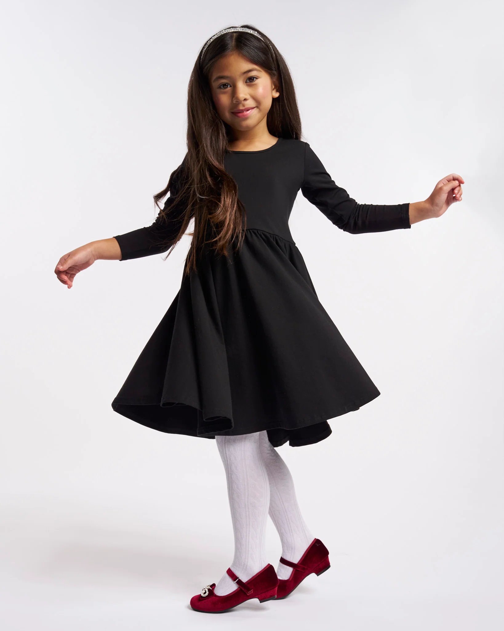 Girls Long Sleeve A-Line Twirly Dress - Image 2