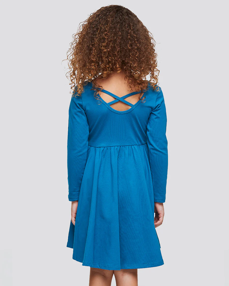 Girls Long Sleeve A-Line Twirly Dress - Image 2