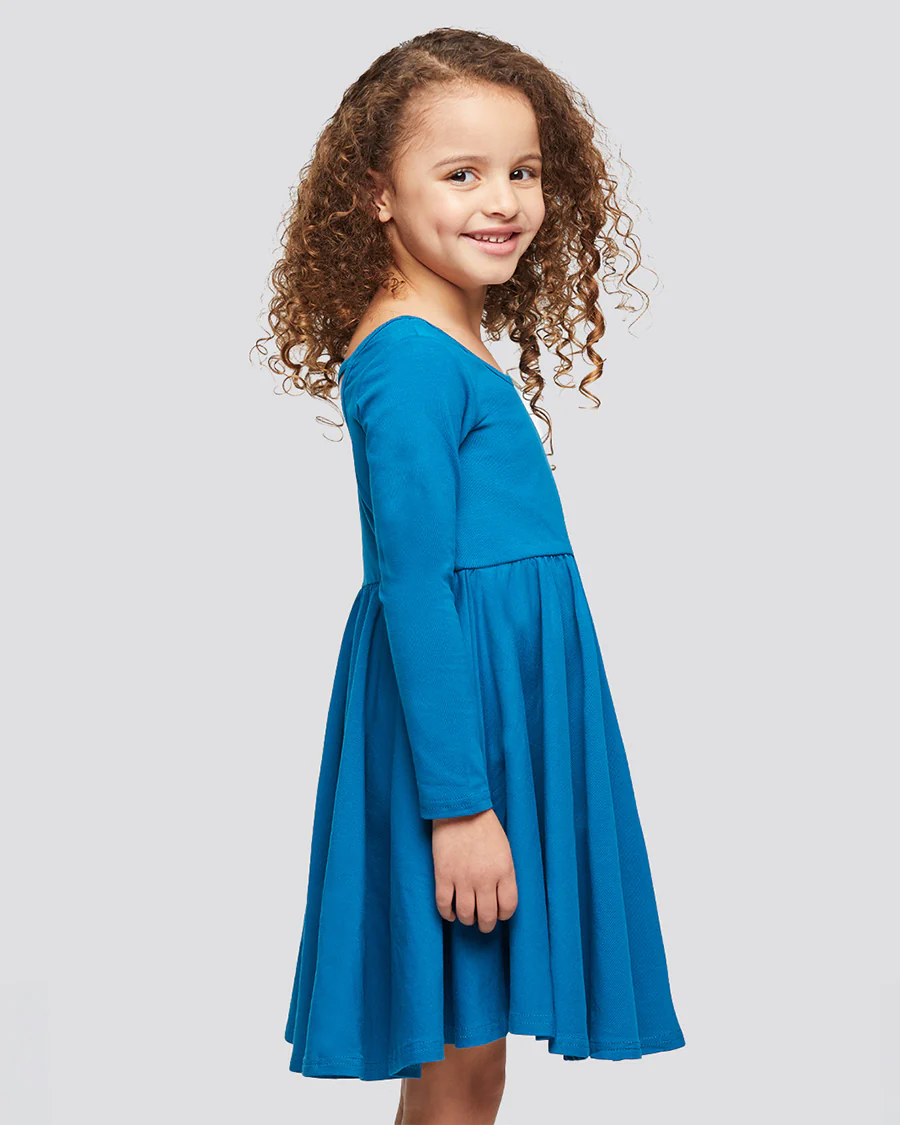 Girls Long Sleeve A-Line Twirly Dress - Image 3