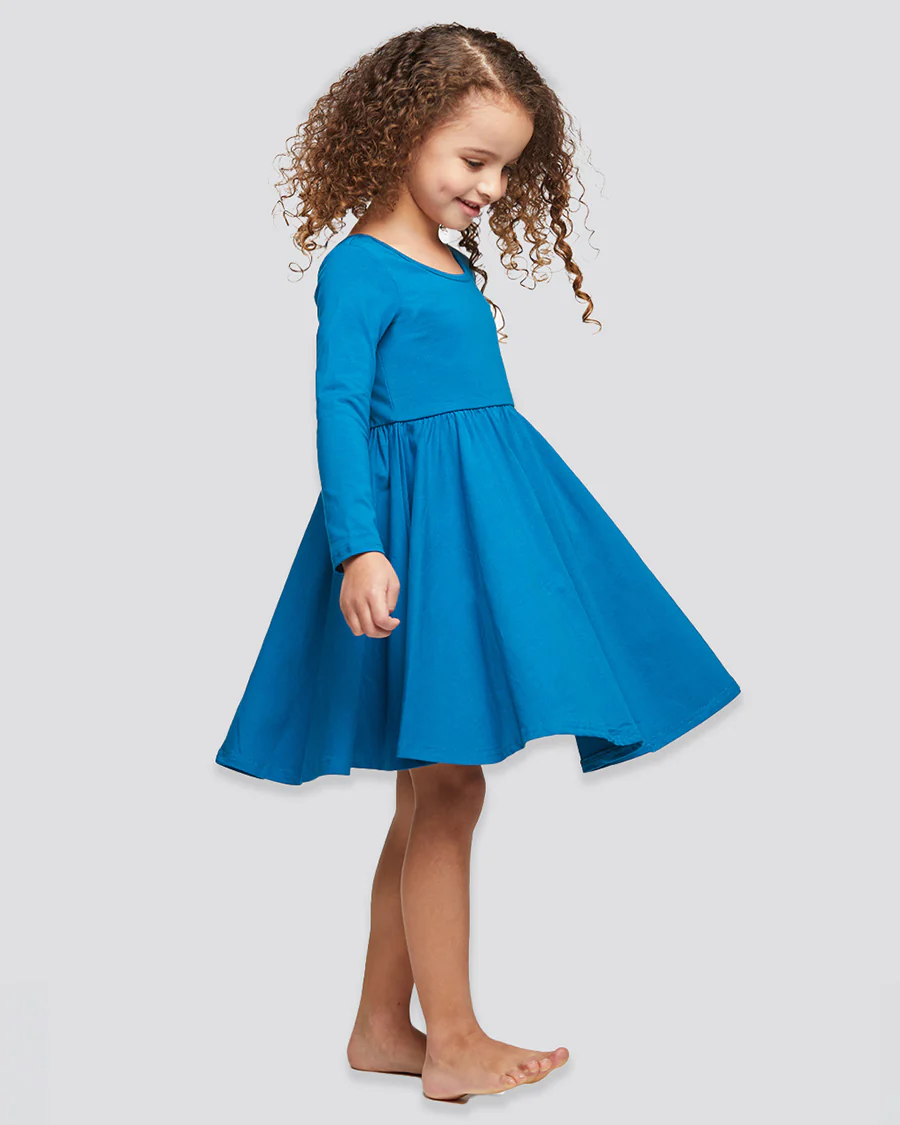 Girls Long Sleeve A-Line Twirly Dress - Image 4