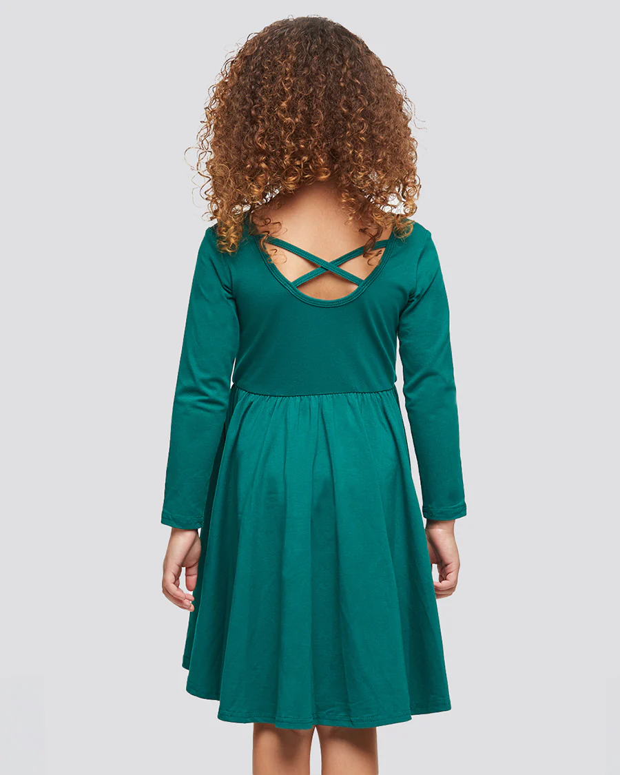 Girls Long Sleeve A-Line Twirly Dress - Image 2