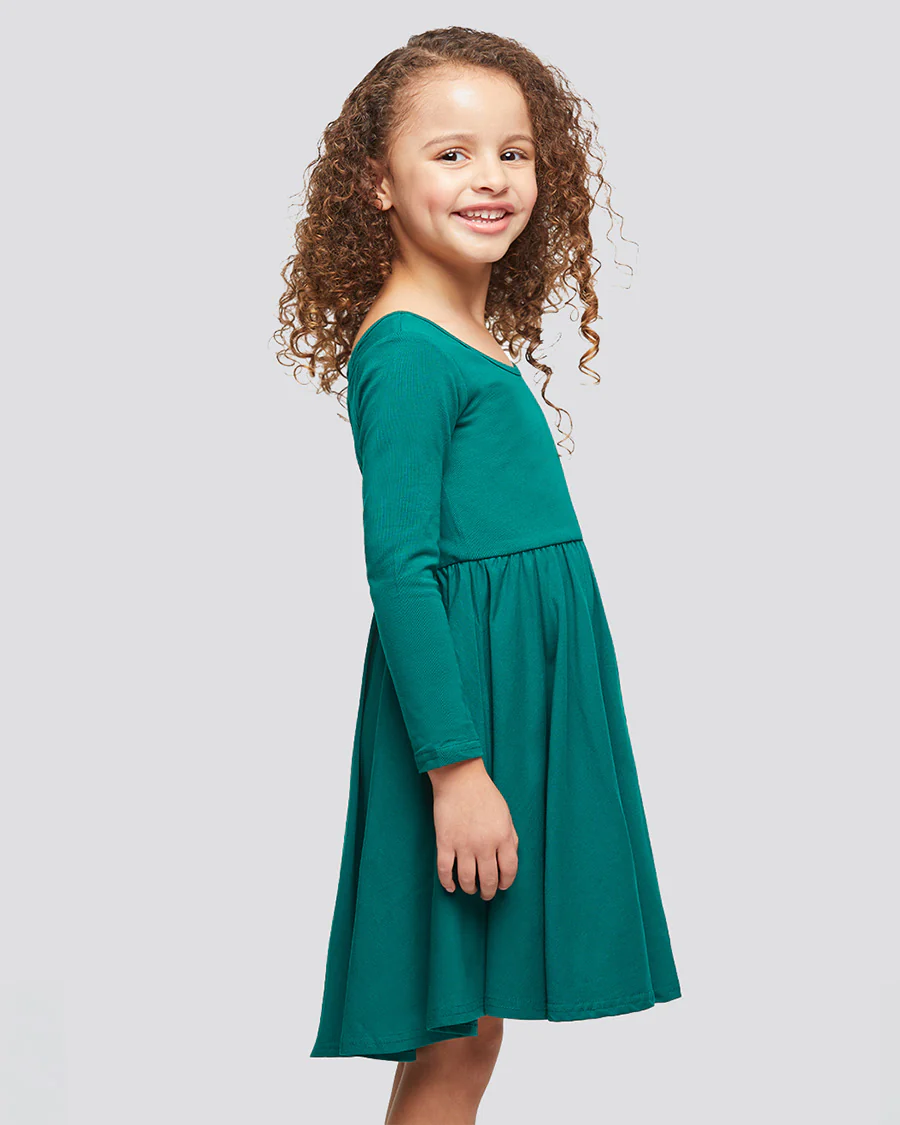 Girls Long Sleeve A-Line Twirly Dress - Image 3