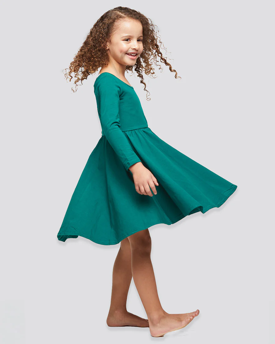 Girls Long Sleeve A-Line Twirly Dress - Image 4