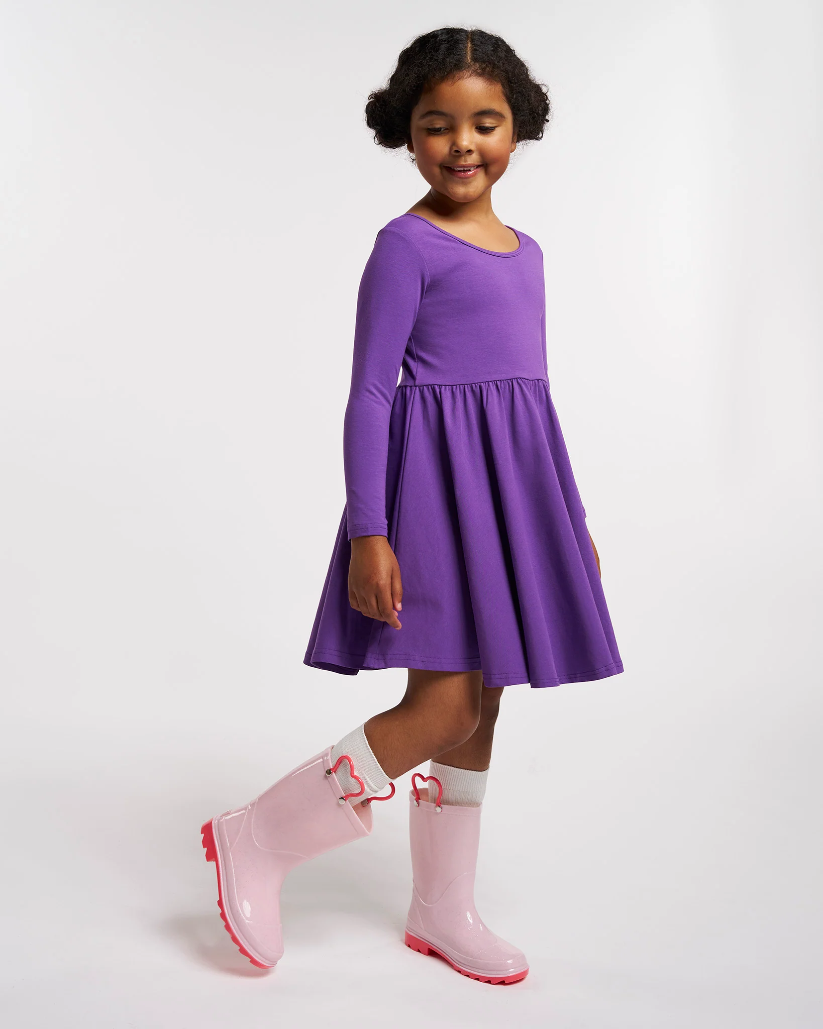 Girls Long Sleeve A-Line Twirly Dress - Image 2