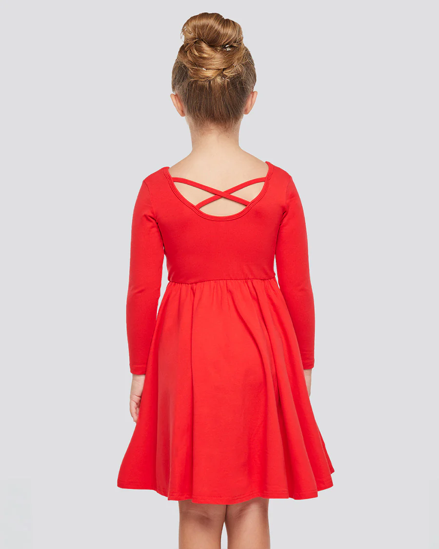 Girls Long Sleeve A-Line Twirly Dress - Image 2