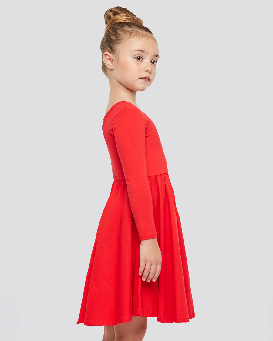 Girls Long Sleeve A-Line Twirly Dress - Image 3