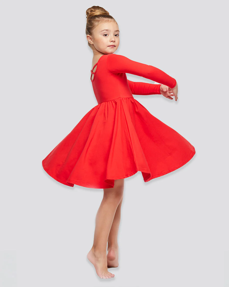 Girls Long Sleeve A-Line Twirly Dress - Image 4