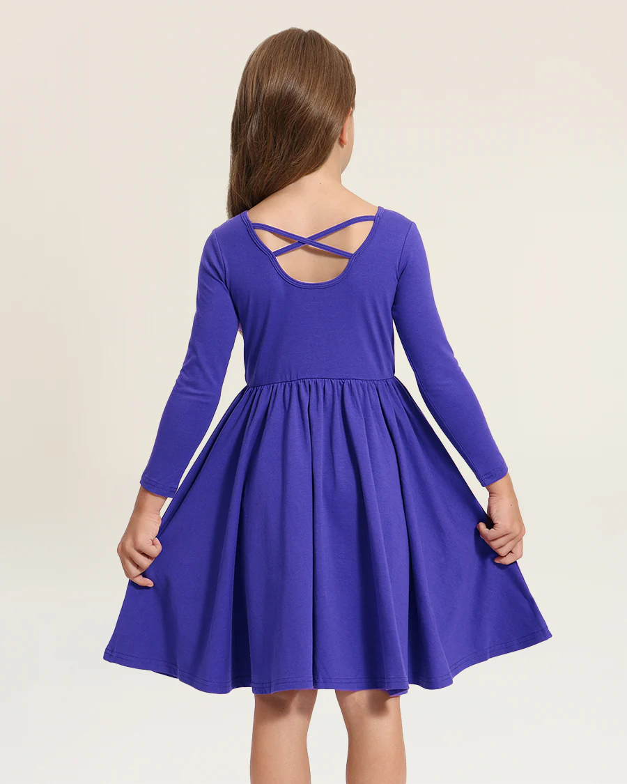 Girls Long Sleeve A-Line Twirly Dress - Image 2