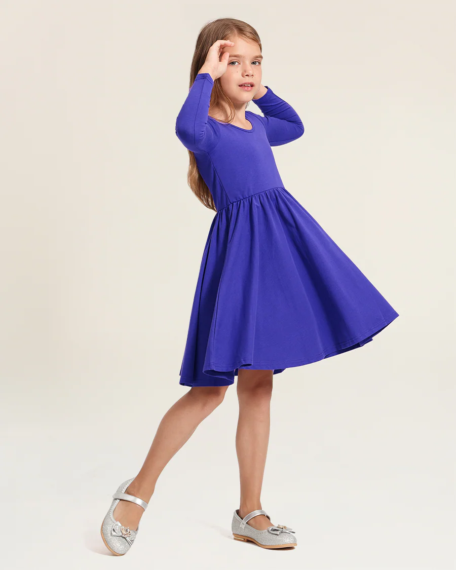 Girls Long Sleeve A-Line Twirly Dress - Image 3